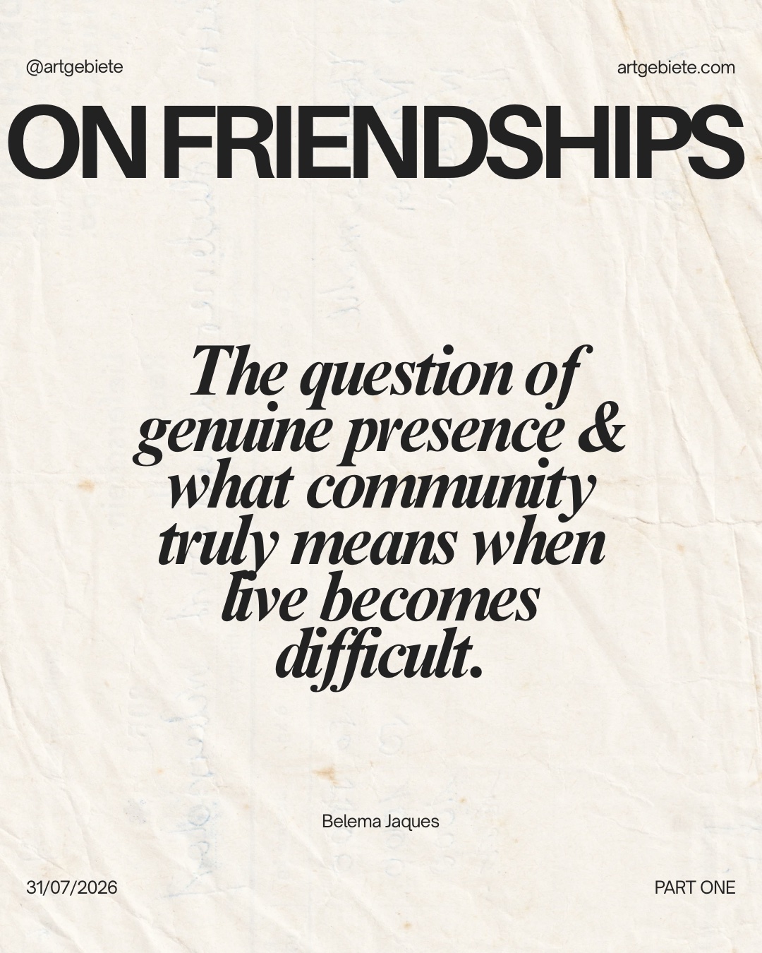 on friendships the questions of
